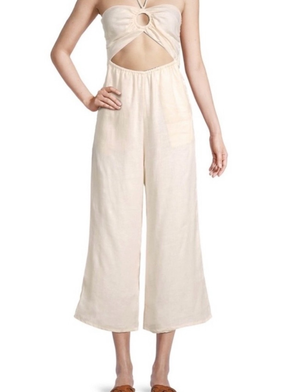 Faithfull the Brand Women’s Cream Wide-Leg Cutout Jumpsuit